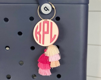 Monogram Bag Charm | Monogram Beach Tote Tag | Pool Bag Charm | Acrylic Monogram Bag Tag | Initial Monogram Keychain | Bogg Bag Charm