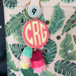 Monogram Bag Charm | Monogram Beach Tote Tag | Pool Bag Charm | Acrylic Monogram Bag Tag | Initial Monogram Keychain | Bogg Bag Charm