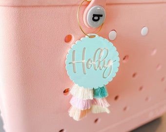 Monogram Bag Charm | Monogram Beach Tote Tag | Pool Bag Charm | Acrylic Monogram Bag Tag | Initial Monogram Keychain | Bogg Bag Charm