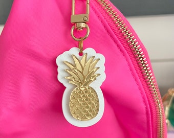 Mirrored Pineapple Keychain Zipper Pull | Pineapple Zipper Accessory | Pineapple Keychain | Kids Backpack Zipper Pull | Pineapple Bag Tag