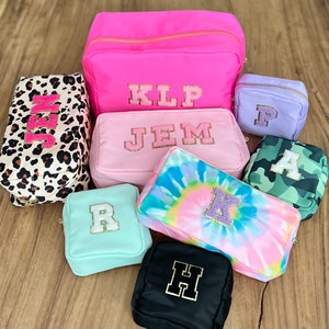 Nylon Bag With Chenille Letter Patches DIY Dupe Cosmetic Bag Make up ...