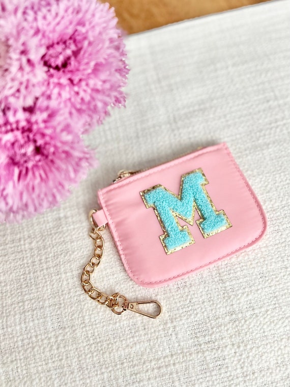 Initial Keychain Wallet With Chenille Letter Patch Coin 