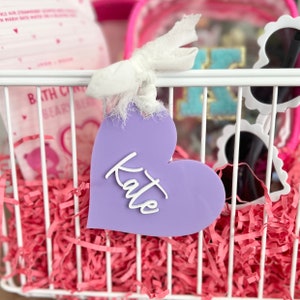 Valentine Basket Tags | Valentine Name Tags | Valentine's Day Gift Basket | Heart Name Tag | Valentine Heart Tag | Personalized Valentine's