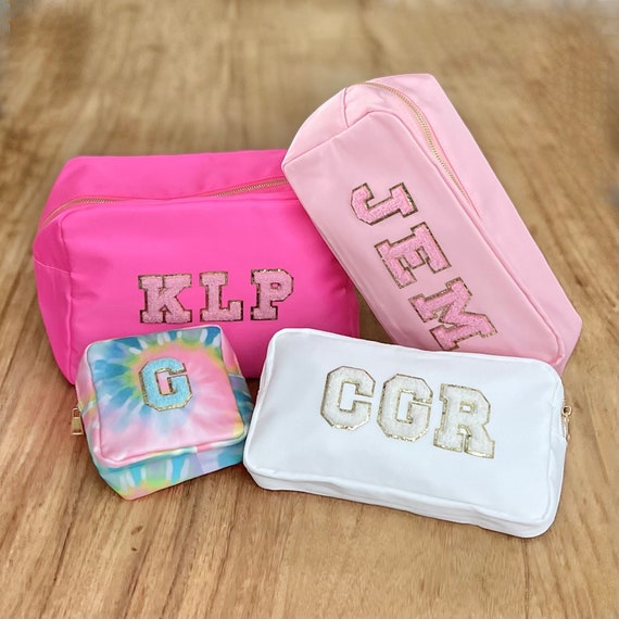 Nylon Bag With Chenille Letter Patches DIY Dupe Cosmetic 
