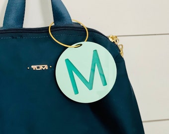 Monogram Bag Charm | Monogram Beach Tote Tag | Pool Bag Charm | Acrylic Monogram Bag Tag | Initial Monogram Keychain | Bogg Bag Charm