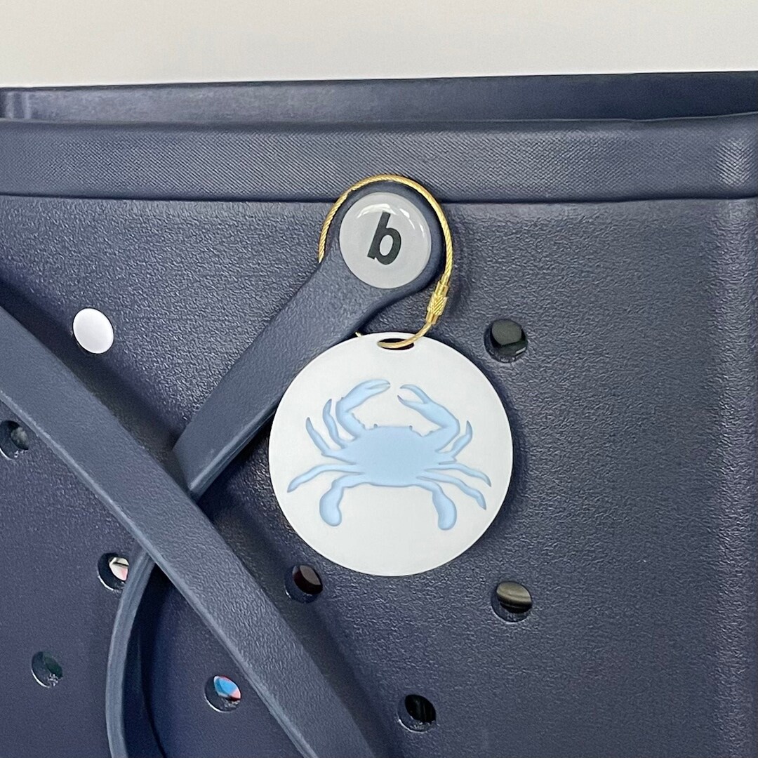 Crab Bag Charm Crab Beach Tote Tag Pool Bag Charm Acrylic Blue Crab Bag