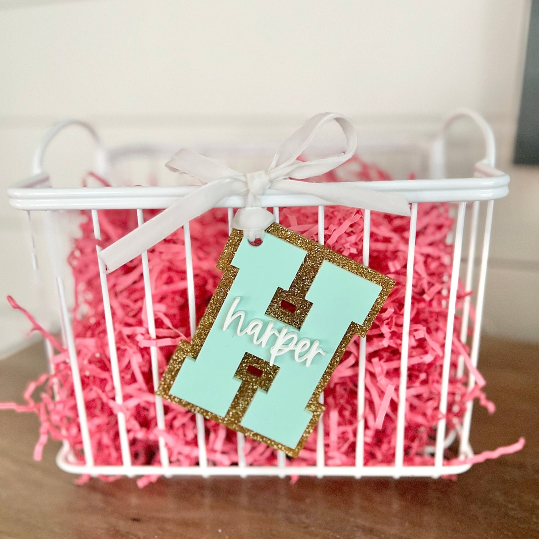 Varsity Letter Easter Basket Name Charm Varsity Letter Personalized