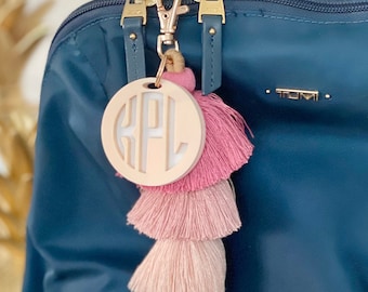 Monogram Keychain | Initial Keychain | Initial Tassel with Clasp | Personalized Keychain | Backpack Tag | Lunchbox Tag | Tassel Keychain
