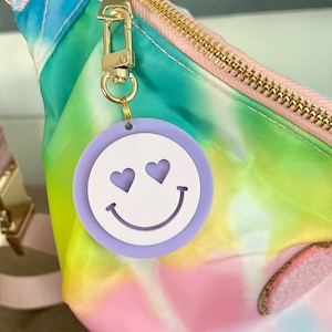 Smiley With Heart Keychain Zipper Pull | Heart Zipper Accessory | Love Keychain | Kids Backpack Zipper Pull | Smiley Face Bag Tag | Lunchbox