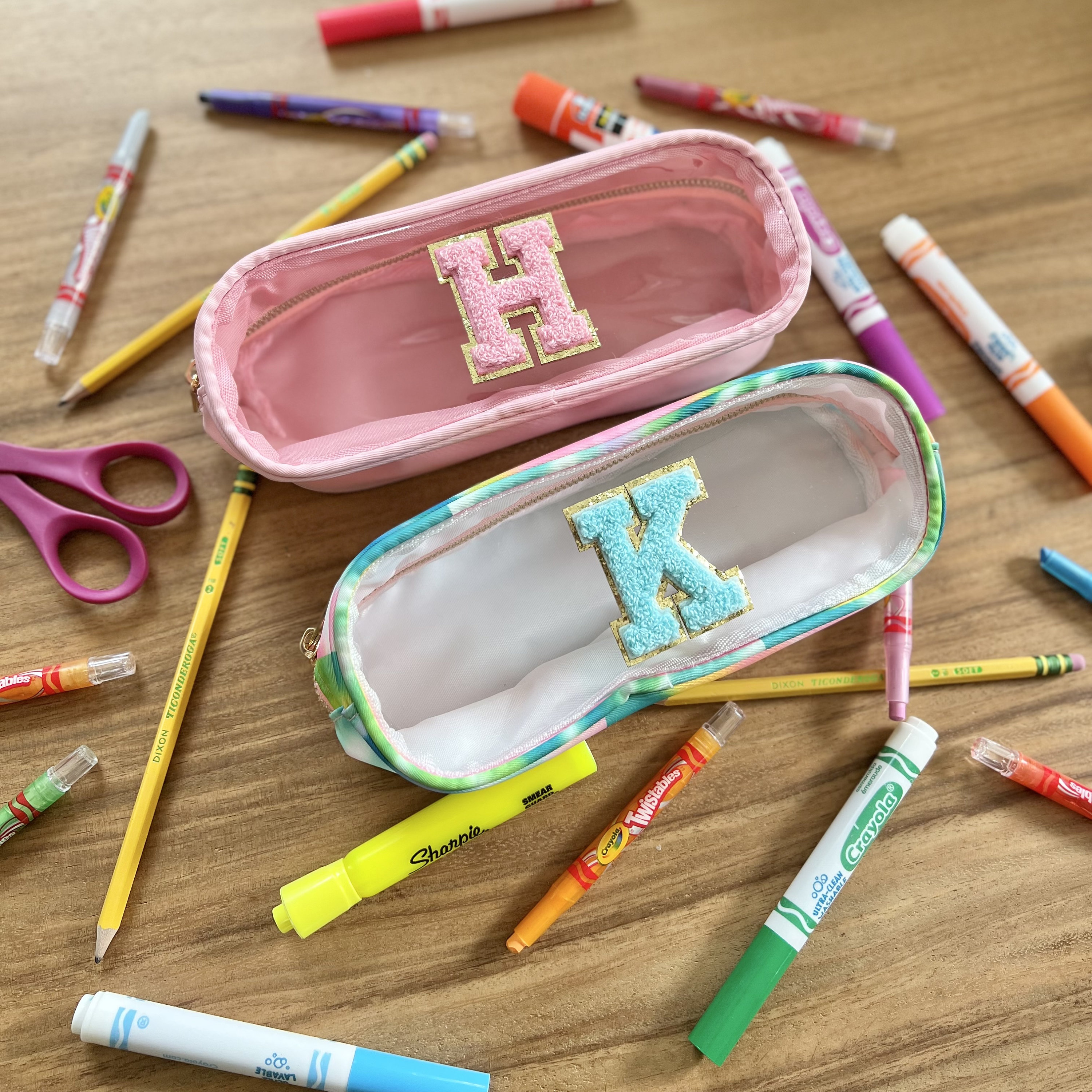 Personalized Pencil Case | Clear Front Pencil Case with Initials | Makeup Case with Letters | Monogram Travel bag | Back 2 School