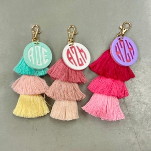 Monogram Keychain | Initial Keychain | Initial Tassel with Clasp | Personalized Keychain | Backpack Tag | Lunchbox Tag | Tassel Keychain