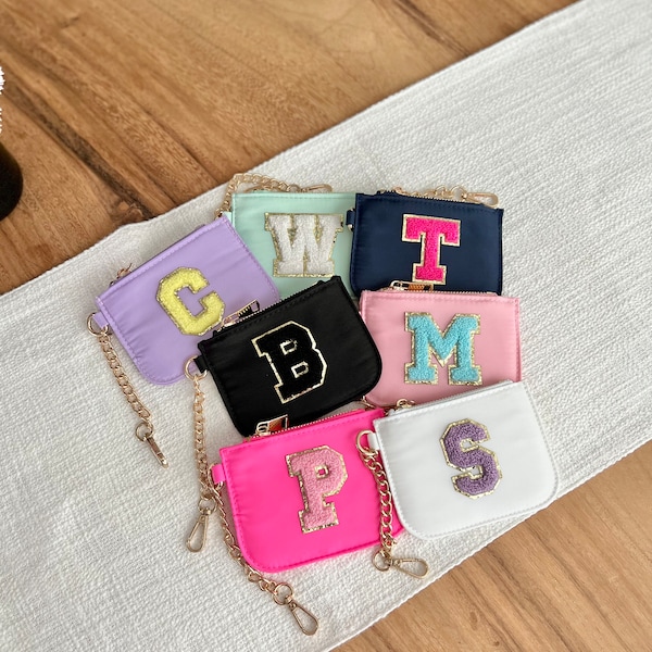 Initial Keychain Wallet with Chenille Letter Patch | DIY Dupe | Coin Purse | Cardholder | Bridal Party Personalized Gift | Bachelorette