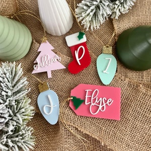 Christmas Name Tag | Holiday Gift Tag | Stocking Tag | Christmas Name Ornament | Personalized XMAS Tag | Reusable Gift Tag | Initial Tag