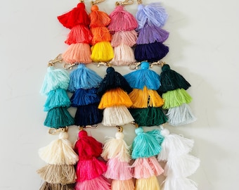 Ombre Bag Tassels with Clasp | Tri-Color Tassels | Bogg Bag Tassel | Ombre Tote Tassel | Tiered Tassels | Stacked Tassels | Large Tassel