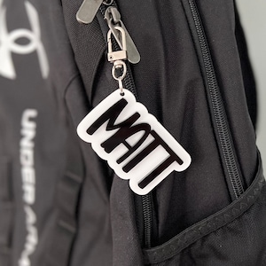 Porte-clés prénom | Nom Tirette | Porte-clés personnalisé pour garçon | Étiquette pour sac à dos | Nom du sac de sport | Tirette pour boîte à lunch | Charm fermeture éclair