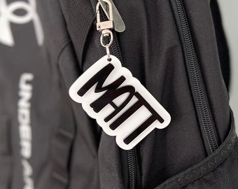 Name Keychain | Name Zipper Pull | Personalized Boy Keychain | Back Pack Name Tag | Sports Bag Name | Lunch Box Zipper Pull | Zipper Charm