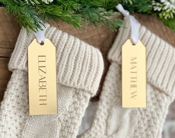 Personalized Stocking Name Tag | Mirrored Stocking Tag | Name For Stocking | Engraved Christmas Stocking Name Tag | Christmas Gift Tag