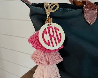 Monogram Keychain | Initial Keychain | Initial Tassel with Clasp | Personalized Keychain | Backpack Tag | Lunchbox Tag | Tassel Keychain