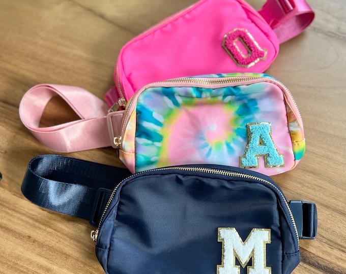 Belt Bag With Initial | Belt Bag With Letter | Belly Bag | Fanny Pack | Over Shoulder Bag | Bachelorette Bag | Athletic Cross Body Bag