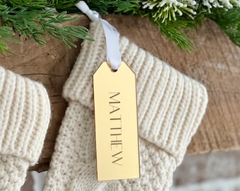 Personalized Stocking Name Tag | Mirrored Stocking Tag | Name For Stocking | Engraved Christmas Stocking Name Tag | Christmas Gift Tag