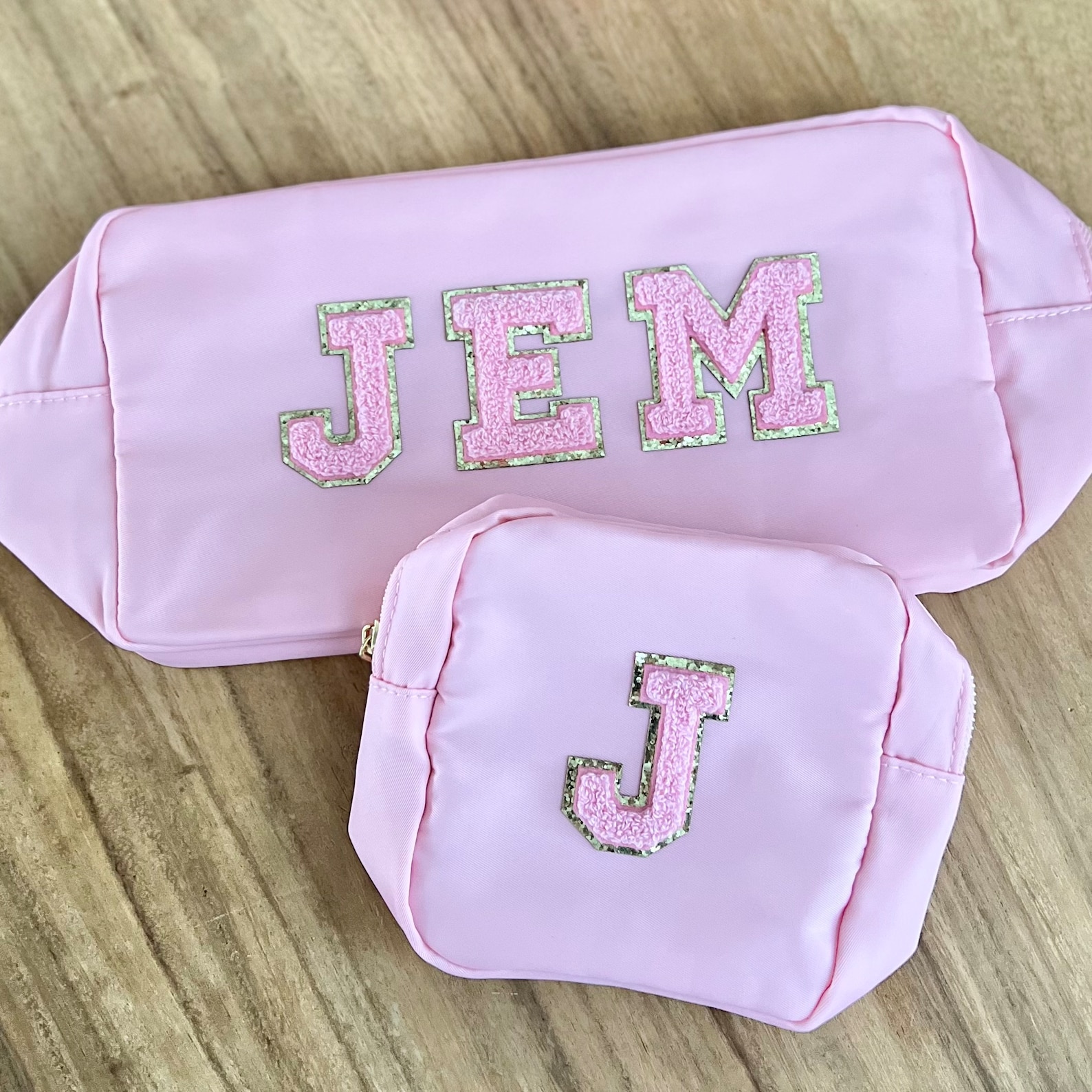 Nylon Bag With Chenille Letter Patches DIY Dupe Cosmetic Bag Make up Bag Nylon Bag Brides Bag