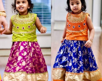 Pattu Pavadai Blouse for age 1 - 2 years Girl child traditional wear Kids Indian Silk Frock