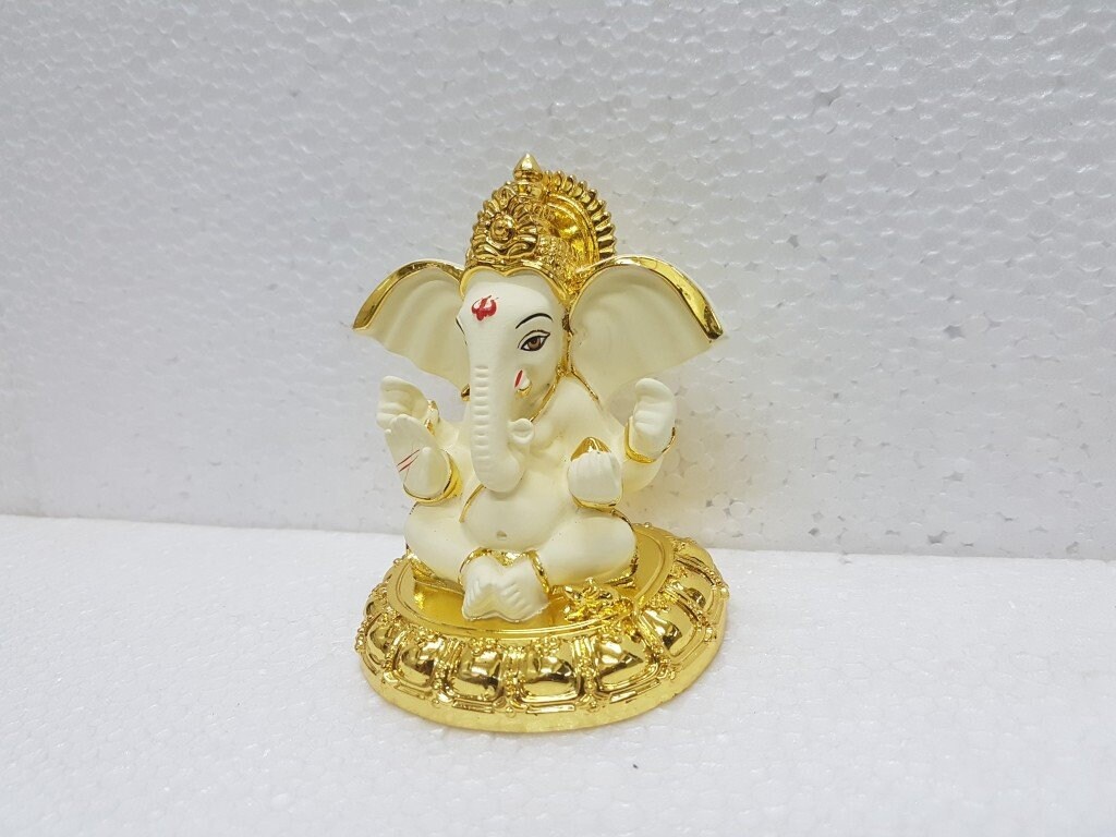 Ceramic Ganesha Car Dashboard Idol 8x7x7cm Gold And Off Etsy
