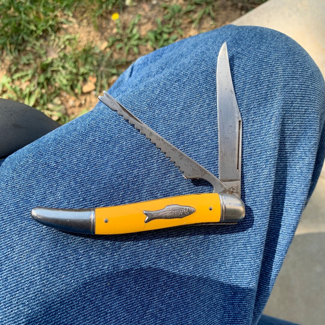 Vintage Antique Imperial 2 Blade Fish Knife Pocket Knife With Etsy