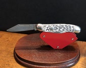 Vintage antique imperial cab crown pocket knife white stag handle