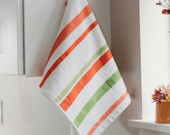 Cute Kitchen Towel Cherry Stripes Flour Sack Towel- Funny kitchen Towel - New Home Gift - Cute Gift - Natural Towel - fun Gift - red stripes