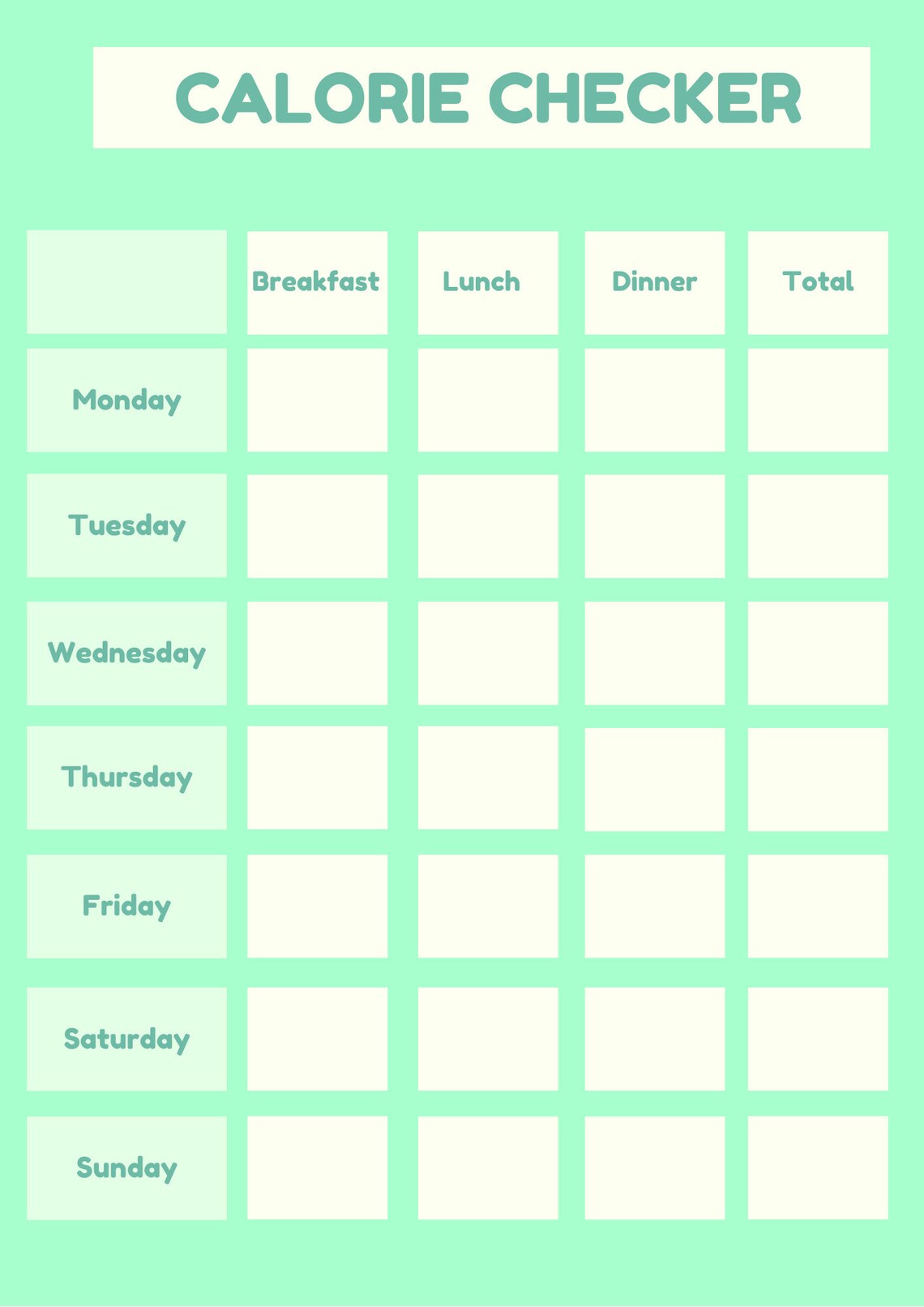 Digital Calorie Checker Printable Editable pdf Instant Etsy
