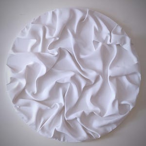 Runde weiße Wandkunst strukturiertes Gipsgemälde Abstrakte skulpturale Malerei Wandskulptur Minimale Wandkunst Minimalistische Leinwand