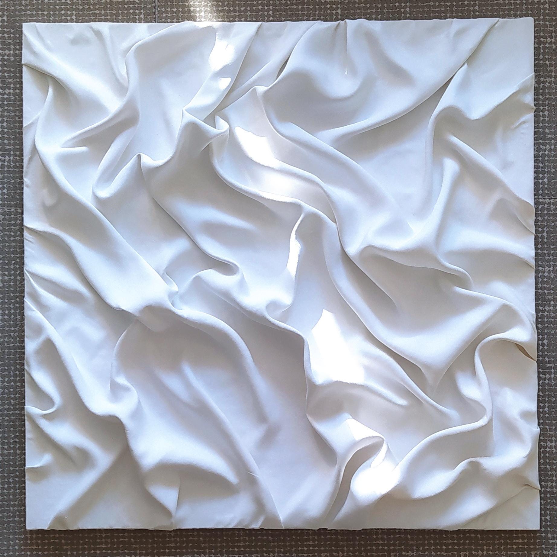 白い壁アート テクスチャーのある石膏絵画 抽象彫刻絵画 壁彫刻