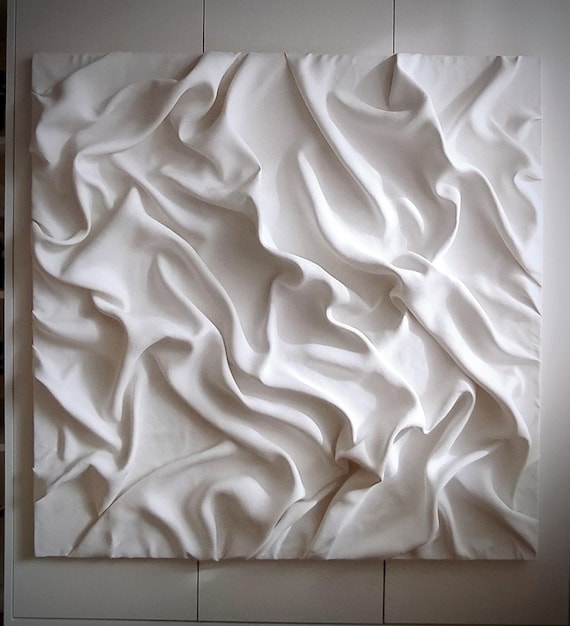 白い壁アート テクスチャーのある石膏絵画 抽象彫刻絵画 壁彫刻