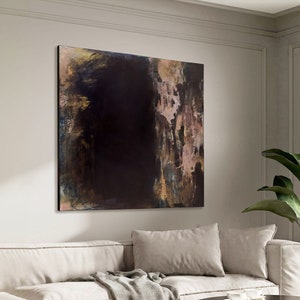 Black Abstract Painting on Canvas: Large Modern Wall Art