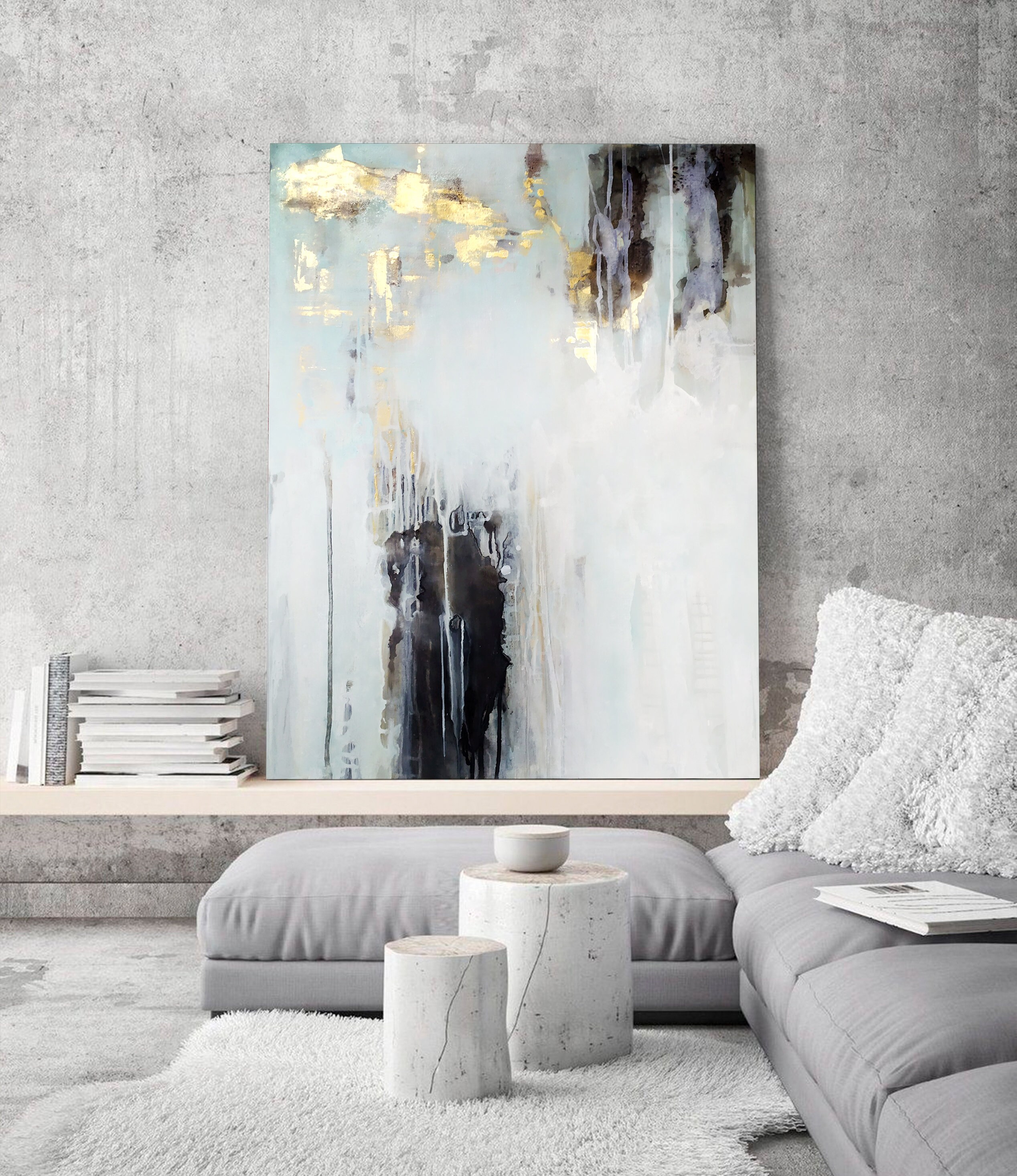 Black and white abstract canvas art large original artwork Etsy