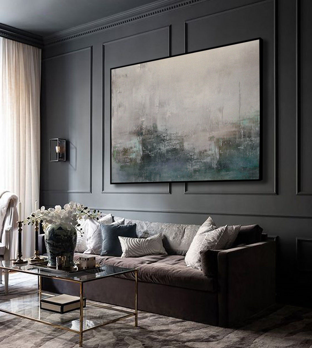 Abstract Landscape Painting on Canvas Framed, Large Wall Art for Living ...
