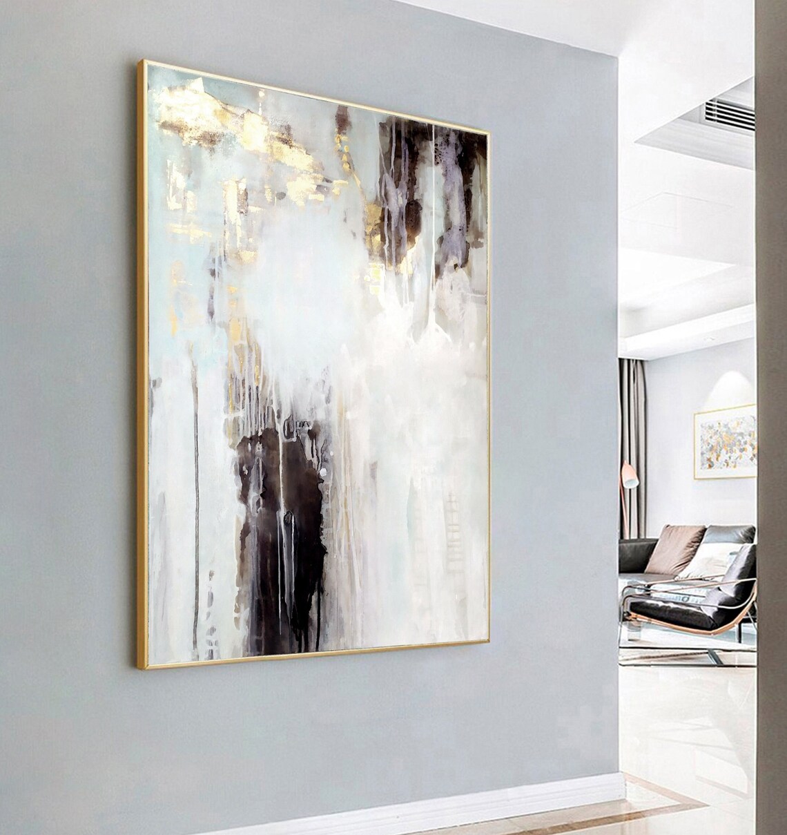 Black and White Canvas Wall Art Abstract Original Framed - Etsy