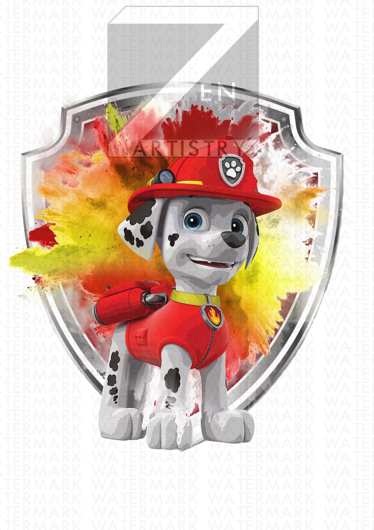 Paw Patrol Marshall Pup Watercolour A4 Print | Etsy