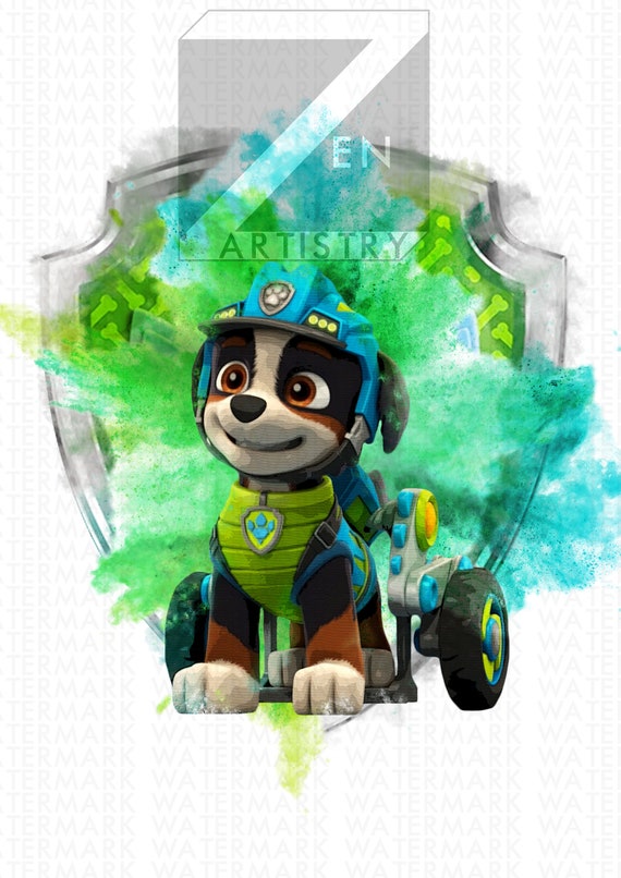 Download Paw Patrol Rex Dino Rescue Puppy Watercolour A4 Print Etsy