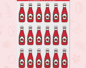 Ketchup Bottle Stickers | Water-Resistant Matte Vinyl | FD0044
