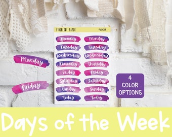 Days of the Week Sticker | Watercolor | Header | Planner Stickers (Erin Condren, Happy Planner, Recollections, Bullet Journals, and more)