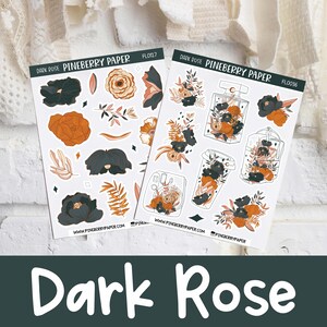 Dark Rose Stickers | Decorative | Aesthetic | Flowers | Florals | Plants | Planner Stickers | Bujo |  Bullet Journal