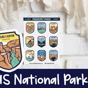 Etiquetas engomadas de parques nacionales de EE.UU. / Al aire libre / Atrractions / Viajes / Bujo / Planner Pegatinas