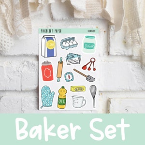 Baker Set Stickers | Cooking | Food | Baking | Recipe Book | Planner Stickers (Erin Condren, Happy Planner, Recollections, Bujo and more)