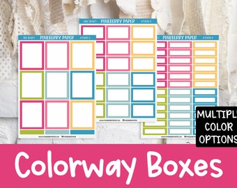 Colorway Box Stickers | Funktionsfähig | Schreiben Sie innen | Bunt | Mehrere Farboptionen | Planer Aufkleber | Bujo