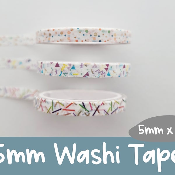 Confetti Collection | 5mm Washi Tape | Gold Foil Decorative Tape | Planner Stickers (Erin Condren, Happy Planner, Hobonichi, & more)