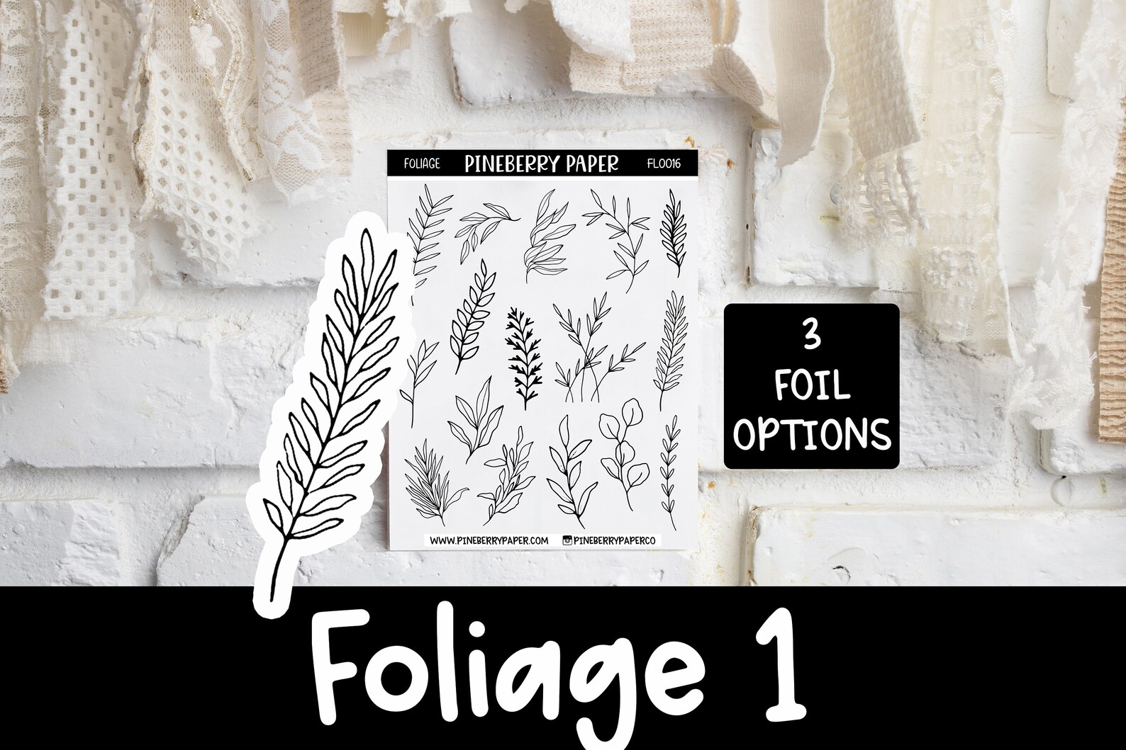 foliage 1 line art stickers decorative aesthetic foil etsy