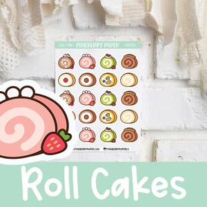 Roll Cake Stickers / Food / Postre / Swiss Roll / Planner Stickers ( Erin Condren, Happy Planner, Recollections, Hobonichi, Bujo, y más