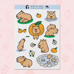 Capybara Stickers by Miki & Izzy | Water-Resistant Matte Vinyl